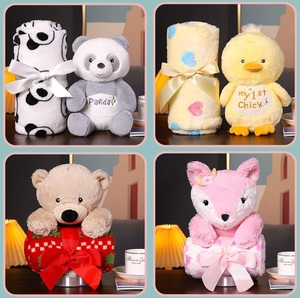 <strong>Cuddly</strong> 2-in-1 Baby Crib Bedding Set with Soft <strong>Panda</strong> Fox &amp; Teddy Bear Security Blanket PP Cotton Filling Birthday Unisex - Product Image 5