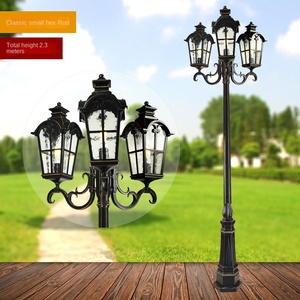 Lampadaire de jardin extérieur en fer avec abat-jour en verre LED, lumière blanc chaud 2700K, IP66, non-démontable, AC 220V, détecteur de mouvement, alimenté par énergie solaire, à intensité variable - Product Image 2