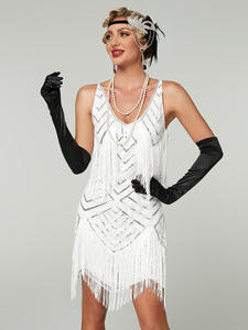 Robe de soirée rétro vintage des années 1920, style Great <span class=keywords><strong>Gatsby</strong></span>, avec paillettes et franges, costume de fête, robe <span class=keywords><strong>Gatsby</strong></span> des années 20 pour femmes - Product Image 5