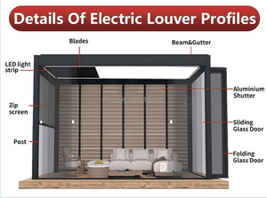 Pérgolas con Techo de Lamas Personalizadas DF, Muebles para el Hogar, <span class=keywords><strong>Toldo</strong></span> para Jardín, Pérgola Bioclimática de Aluminio de Lujo, Gazebo para Exteriores - Product Image 2