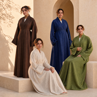 Promotion : Abaya élégante en lin texturé à 8,8 $ – Cardigan musulman pour femme, style turc, vêtement islamique modeste, style Dubaï (Abaya uniquement)