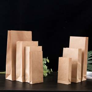 Food Grade Kraft Paper <b>Bags</b> with Flat Bottom, Water & Oil Proof, Take Away Food Pack Packaging, Sugars - Product Image 1