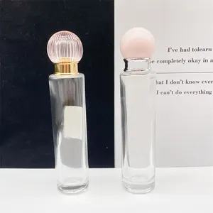 Botol parfum kosong transparan kaca Leher Panjang 34ml dengan penutup tutup akrilik