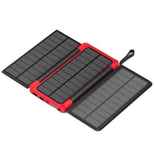 Banco de Energía Solar Plegable de 10000mAh/20000mAh, Cargador Inalámbrico, Linterna LED, Banco de Energía con Doble USB Tipo-C para Acampar al Aire Libre - Product Image 1