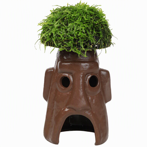 Maceta de terracota con musgo para <span class=keywords><strong>acuario</strong></span>, decoración para paisajismo acuático, escondite decorativo para camarones, refugio para cría de peces pequeños, aquascaping - Product Image 5