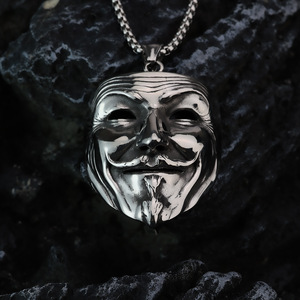 Collar de Acero Inoxidable con Colgante de la Máscara de V de Venganza para Hombre, Joyería de Regalo - Product Image 3