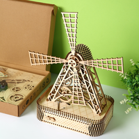 Kit de montage d'éolienne DIY en bois 3D avec engrenages et boîte de rangement – Vente en gros