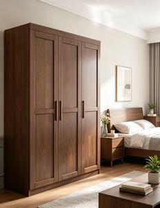 Modern Wooden <b>Wardrobe</b> with Shaker Doors Hinged Solid Wood Construction Freestanding Bedroom Storage Cabinet <b>Large</b> Capacity - Product Image 1