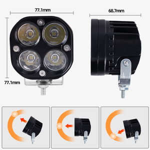 Phare de travail LED carré compact pour moto et véhicule électrique, motif trèfle à quatre feuilles - Product Image 3