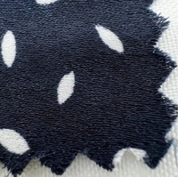 Tissu en crêpe plissé de chiffon Spandex 75D150D à motif pois bleu marine et blanc pour robe, collection été 2024