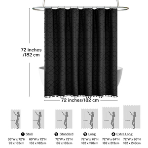Cortinas de Ducha Boho Modernas con Textura Acolchada, Cortina de Ducha de Tela Impermeable de Lujo con Borlas para Baño - Product Image 6