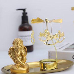 Portacandele per mulino a vento rotante in argento con compleanno a stella <span class=keywords><strong>Vintage</strong></span> portacandele in metallo con giostra - Product Image 4
