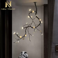 Lampe d'intérieur de style naturel inspirée de la villa, appartement, salle à manger, salon, branche de fleurs, lustre LED