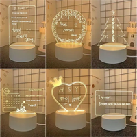 Lampe de nuit 3D créative à succès, lampe de bureau USB DIY avec tableau blanc pour messages, cadeau d'ambiance pour chambre à coucher
