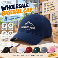 Casquette de baseball personnalisée en gros, 6 panneaux, visière incurvée, plusieurs couleurs, logo personnalisé, approvisionnement en vrac, casquette décontractée