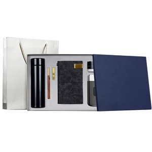 Juego personalizado de oficina para regalar diario cuaderno con botella A6 cuaderno de cuero negro con bolígrafo y USB - Product Image 5
