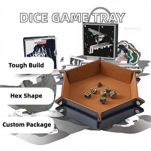 Wholesale Custom Logo Hexahedron PU Leather 2-Piece Dice Tray for D&D Game Storage with Dungeons <b>Dragons</b> Customizable Packaging - Product Image 2