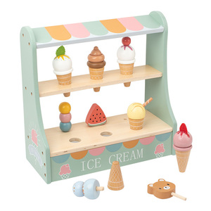 Set da tè pomeridiano per ragazza simulazione educativa gelateria Montessori ruolo fingere gioco <span class=keywords><strong>cucina</strong></span> cibo in legno giocattoli per bambini - Product Image 1