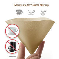 Filtres à café en papier coniques 100 pièces, marron naturel, jetables, en forme de V, pour le café filtre manuel