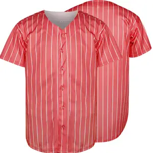 Embroidered Pinstripe Tropical Print Red Venezuela Plain Cropped Top Quality Pink Blank Mesh Baseball Jersey
