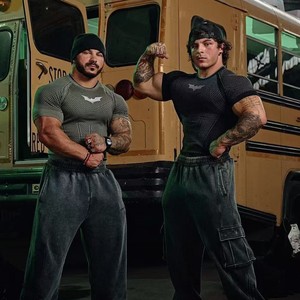 T-<span class=keywords><strong>shirt</strong></span> à manches courtes pour homme, coupe ajustée, séchage rapide, pour le jogging, le sport, la remise en forme et les entraînements de course à pied - Product Image 2