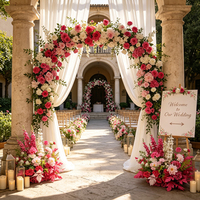 Arrangements floraux rose vif en gros, 50 cm, fleurs artificielles pour allée, décoration réaliste de fleurs tropicales pour mariage, boule décorative