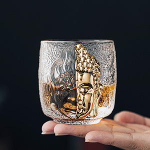 Frosted Glass Tea Cup With Buddha Design <b>Large</b> Size For Kung Fu Tea Home Use - Product Image 2