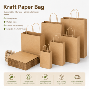 Eco-Friendly Reusable Kraft Paper Shopping Bags with Twisted Handles Self-Erecting Boxes for Business & Shopping Use Recyclable - Product Image 5