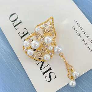 Broche de Aleación de Lujo Ligero y Elegante con Cristales y Perlas de Imitación, Ideal para Banquetes, Bodas y Fiestas - Product Image 5