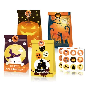 Lb098 Halloween Đảng Bí Ngô Ma Chữ Thập Kẹo Quà Tặng Túi Giấy Sticker Set Cho Halloween