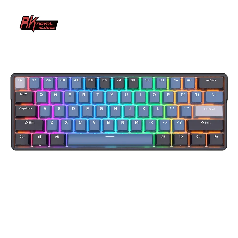 Royal Kludge RK61 Plus DIY Keyboard Mekanik Keycaps 61 Tombol Rgb Led Teclado Gaming 2.4G Keyboard Laptop Nirkabel Notebook