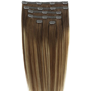 Extensiones de Cabello Humano Ruso Virgen 100% de Doble Trama, Sintéticas, Un Set de Seis Piezas con Clips, Venta al por Mayor de Fábrica - Product Image 1