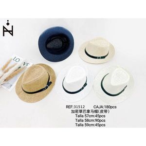 Cappello Panama in paglia con cintura 57cm 58cm 59cm Cappello estivo per protezione solare per uomo e donna - Product Image 1