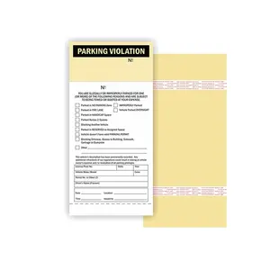 Factory Warning Parking Violation Notification Check Reason Numbered 2-Part Carbonless Manila Tag with Adhesive Strips