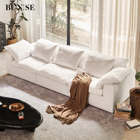Weiches Creme-Farbenes Vielseitig Platzierbares Sofa-Set mit Sauberer Nahtverarbeitung aus Weißem Leinen für Wohnzimmer, Tiefsitz-Entspannung für Wohnräume