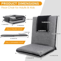 Chaise de sol confortable pour la méditation, la lecture et le travail, avec soutien dorsal, chaise de sol réglable, canapé paresseux pour adultes et enfants
