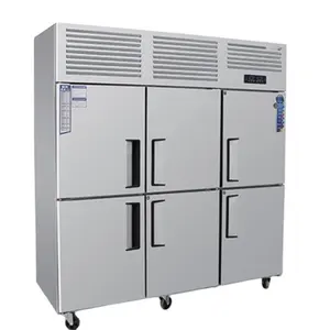 Pendingin udara komersial dapur 4 6 pintu baja tahan karat suhu ganda kulkas Freezer tegak Supermarket