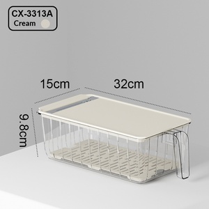 Boîte de rangement portable en <span class=keywords><strong>plastique</strong></span> de style crème, rectangulaire, <span class=keywords><strong>pour</strong></span> aliments, fruits et légumes, capacité de 3L/5L - Product Image 6