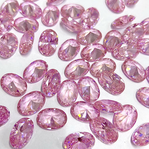 ビッグサイズ6*9mm〜12 * 14mm楕円形ピンクダイヤモンドカット石ルースピンクジルコン石価格キュービックジルコニア宝石 - Product Image 3