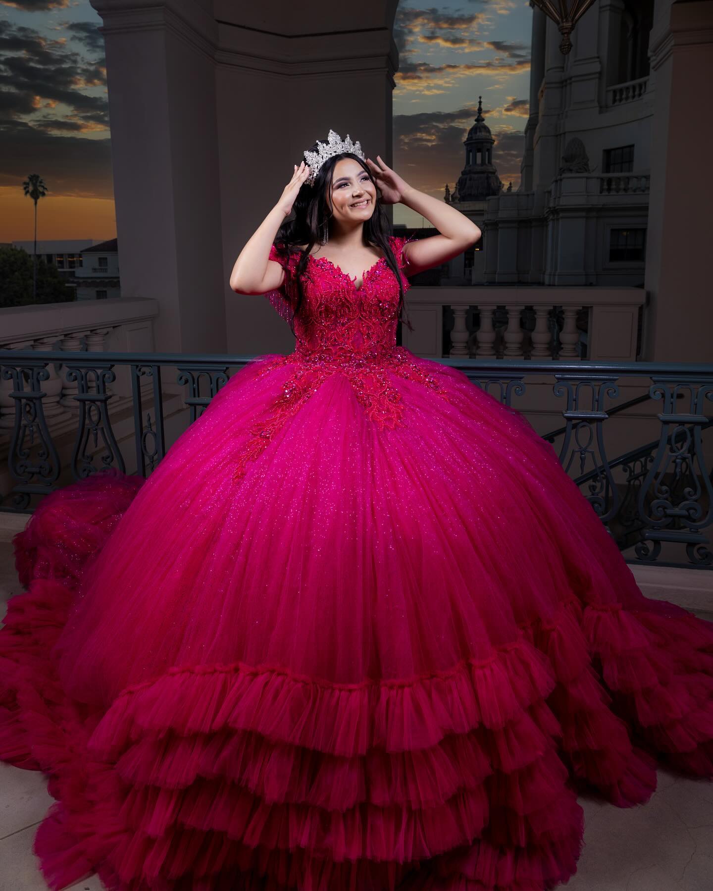 Hot Pink Quinceanera Dresses Ball Gown with Beading