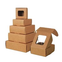 Nouvelle boîte à courrier en papier kraft la plus vendue, boîte pliante avec fenêtre, boîte cadeau artisanale pour bijoux, mini-boîte noire pour bonbons, mariages, avions