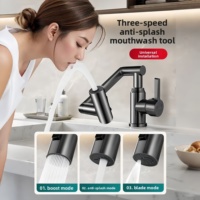 Robinet de lavabo à poignée unique chaud/froid, bec rotatif, 3 modes de sortie d'eau, design minimaliste moderne