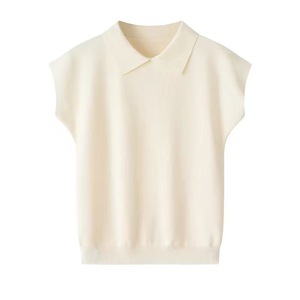 Polo sans manches en maille de soie glacée pour femme – Léger, noir, blanc, rose – Idéal pour l'été - Product Image 3