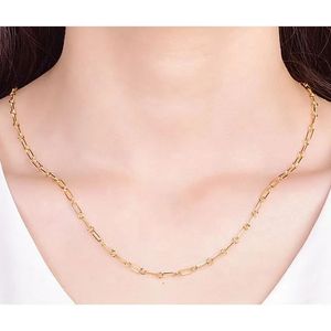 Collier pour femme en or véritable 18 carats, chaîne à maillons en forme de trombone, design de marque célèbre Xinfly - Product Image 5