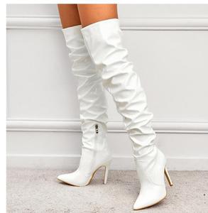 Passerelle pour femmes talons hauts <span class=keywords><strong>femme</strong></span> couleur unie PU chaussures de <span class=keywords><strong>luxe</strong></span> bottes à talons aiguilles pour femmes talons de haute qualité - Product Image 4