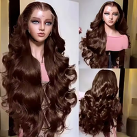 Wig Rambut Asli Pre Cut 9x6 HD Lace Wear Go Glueless Warna Coklat Tua Model Body Wave Deep Parting Raw Virgin Bundles Supplier