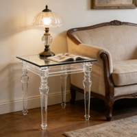 Table console moderne en acrylique avec plateau en verre trempé pour hôtel, hôpital et salle à manger, tailles personnalisées disponibles