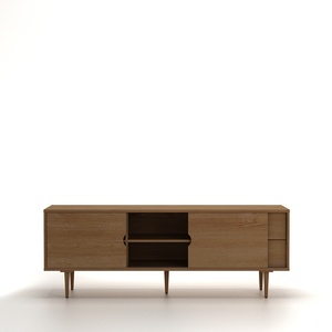 Meuble TV moderne en placage de bois avec finition brun foncé pour salon - Product Image 5
