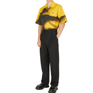 Nuovo stile tessuto di cotone collo largo manica corta Graffiti vernice Spray camicie per uomo - Product Image 5