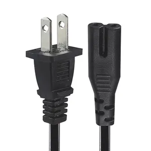 1m 1.5m 2m 110v 18awg 16awg 2 pin usa figure 8 power supply extension cable ac us plug to iec c7 power cord